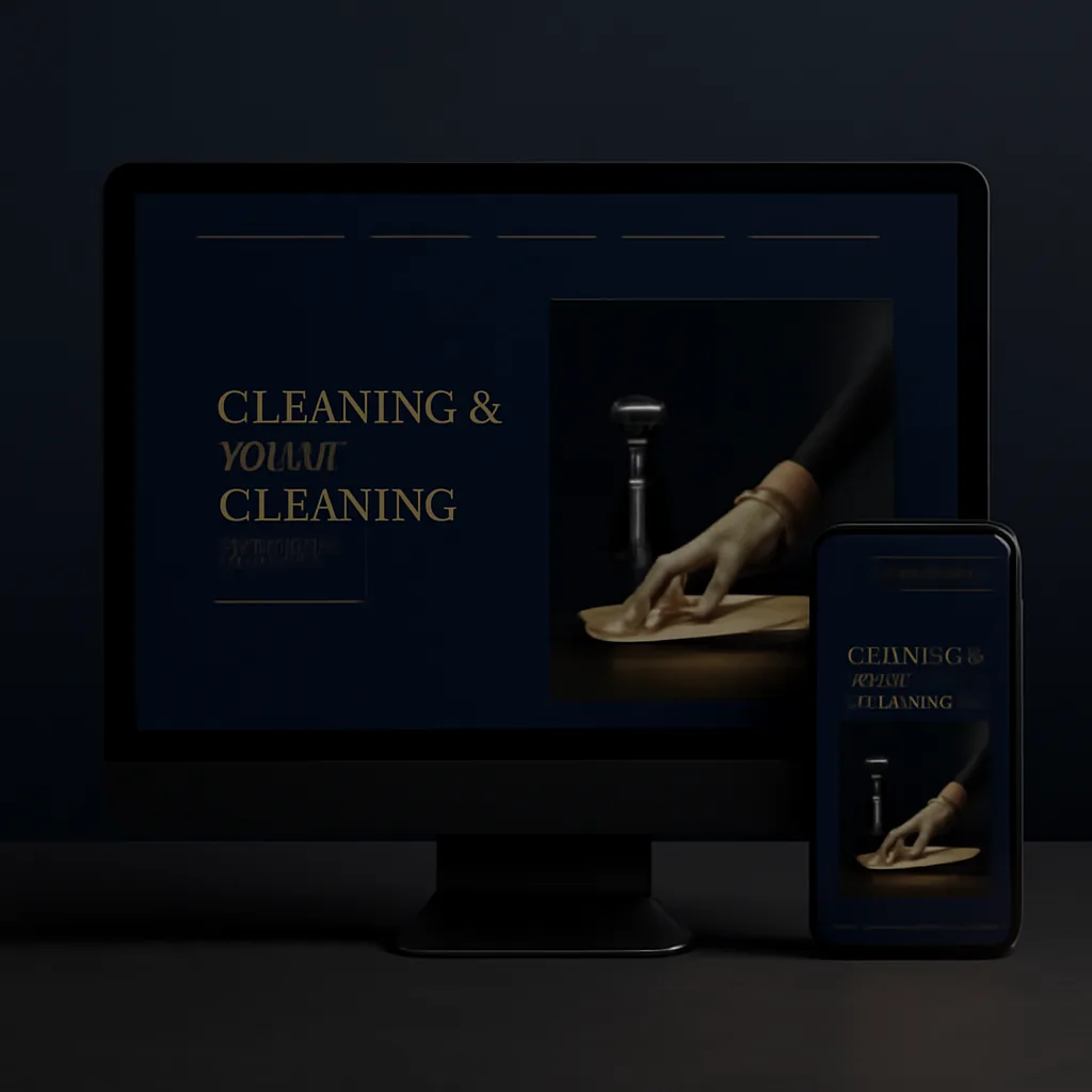 Cleaning and deep cleaning services website mockup with recurring booking on desktop and mobile